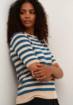 Kaffe Milo Short Sleeve- T-Shirt Print - Smoke Gray Legion Blue Stripe -Kaffe Verkoopwinkel 0302e4b78e4c4869928c09aaf5b626dd