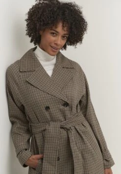 Kaffe Kaolina - Trenchcoat - Houndstooth/Sand/Blue -Kaffe Verkoopwinkel 0ccf46cfa968416b8d01abd185a5c6b0