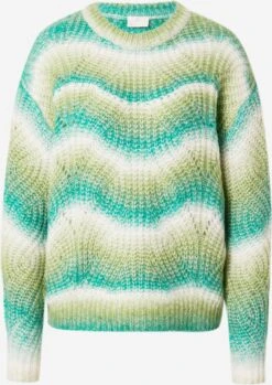 Kaffe Fijngebreide Truien Trui Dera Dames Jade Groen / Lichtgroen