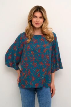 Kaffe Blouses Met Korte Mouw Blouse Sereca Dames Blauw