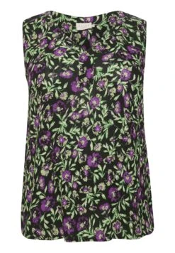 Kcisma Ami- Blouse - Black Green Purple Flower