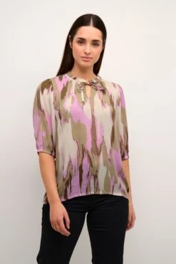 Kaffe Blouses Met Korte Mouw Blouse Fleur Dames Lila