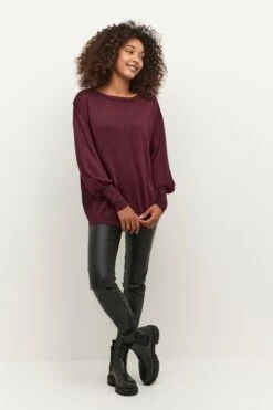 Kaffe Basic Truien Trui Aregina Dames Bordeaux -Kaffe Verkoopwinkel 3255e918412dcd6183274c8c878c280d