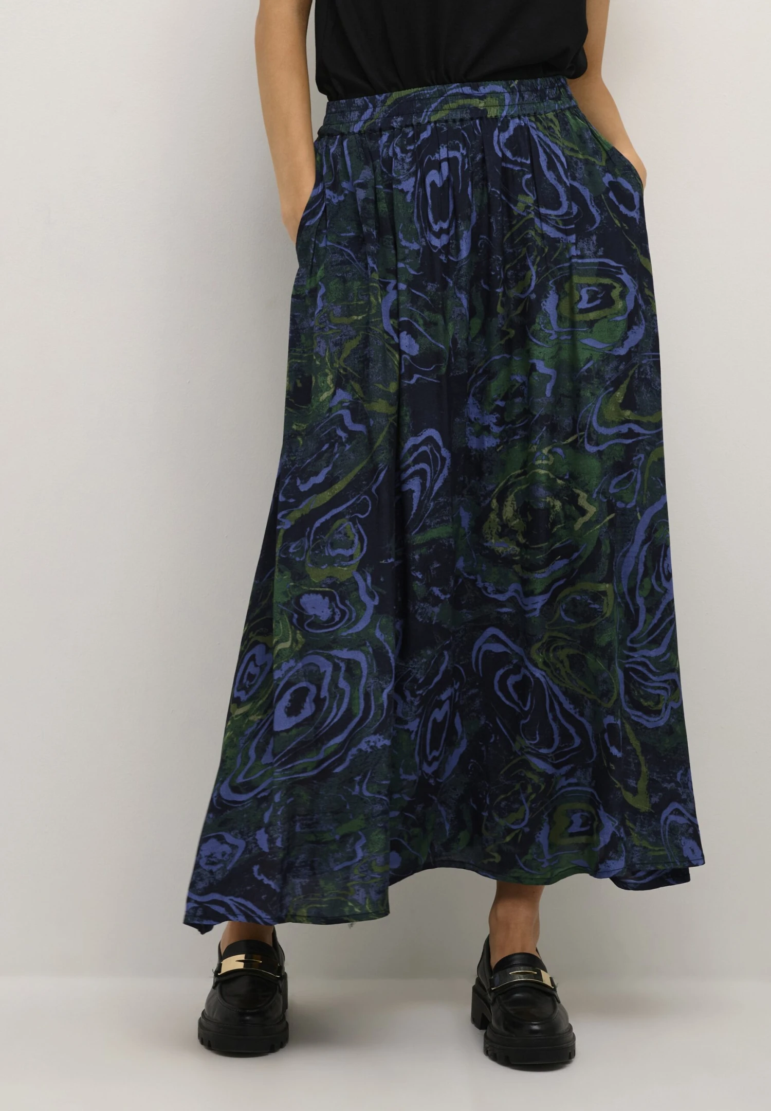 Kaffe Kabina - A-Lijn Rok - Blue Purple Organic Water P. 1 Kaffe Kabina - A-Lijn Rok - Blue Purple Organic Water P.