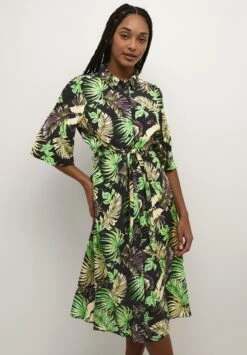 Kaffe Kasafir Oline - Blousejurk - Green Black Violet Palm Print
