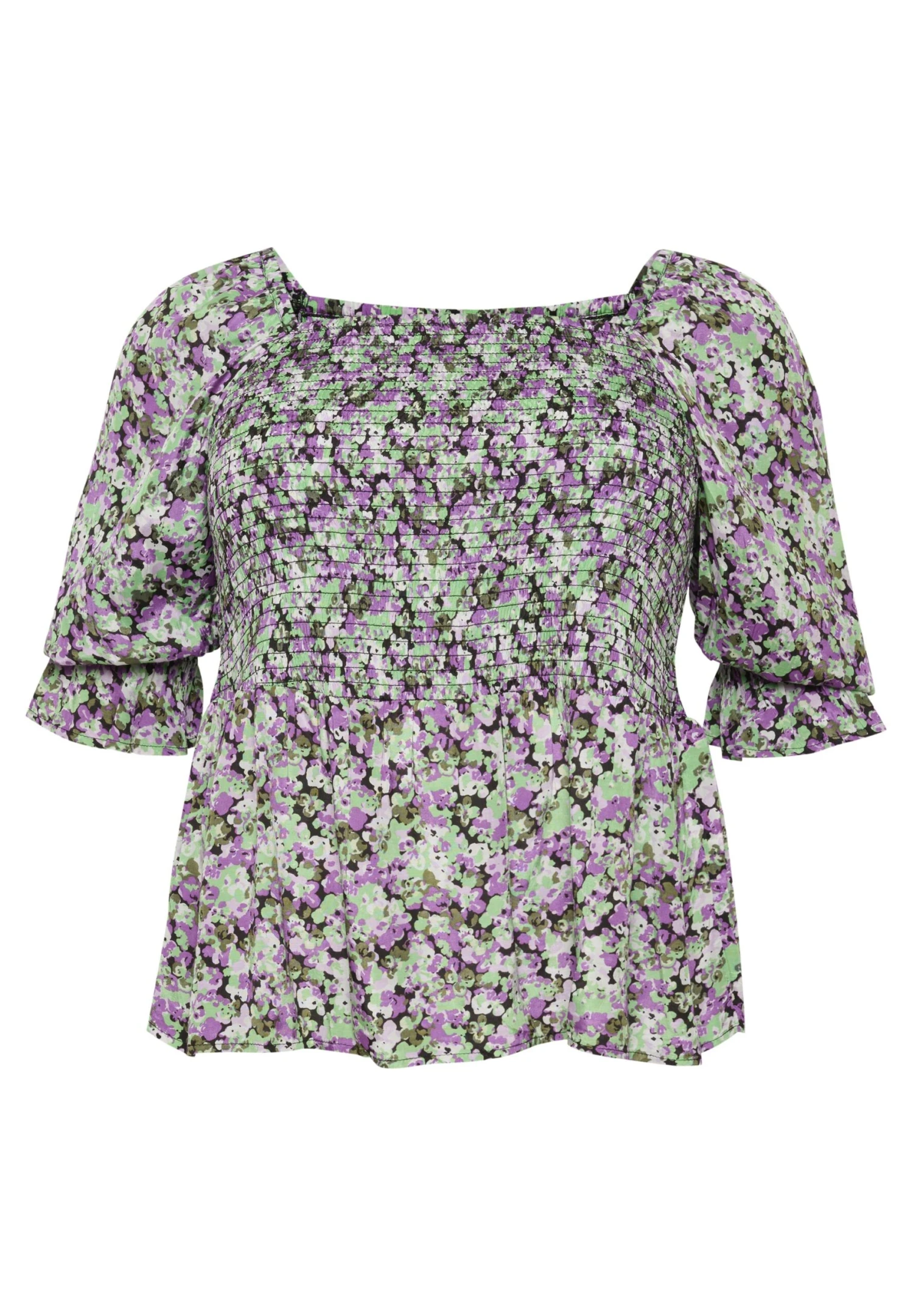 Kclora Smock - Blouse - Green Purple Flower 5 Kclora Smock - Blouse - Green Purple Flower - Afbeelding 5