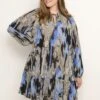 Kcqio - Jurk - Blue Ikat Print