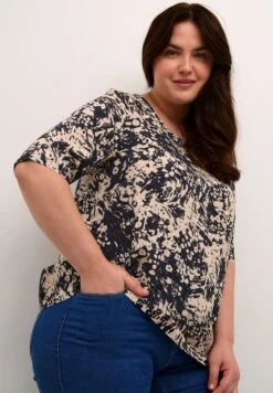 Kckamina ½ Sl - Blouse - Sand Black Abstract Print -Kaffe Verkoopwinkel 64a2781614324aee9e0afcbb3aec16ad