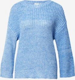 Kaffe Fijngebreide Truien Trui Solvej Dames Blauw Gemêleerd