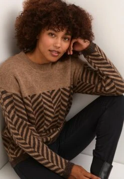 Kaffe Bpemilia- Trui - Brown Sand Jaquard Knit -Kaffe Verkoopwinkel 84afe88df228439da70737d72d5644ee