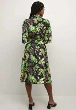 Kaffe Kasafir Oline - Blousejurk - Green Black Violet Palm Print -Kaffe Verkoopwinkel 86500194544c401f8e38941f2aa946d1