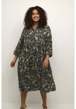 Kcevera- Blousejurk - Black Yellow Lime Flower Print