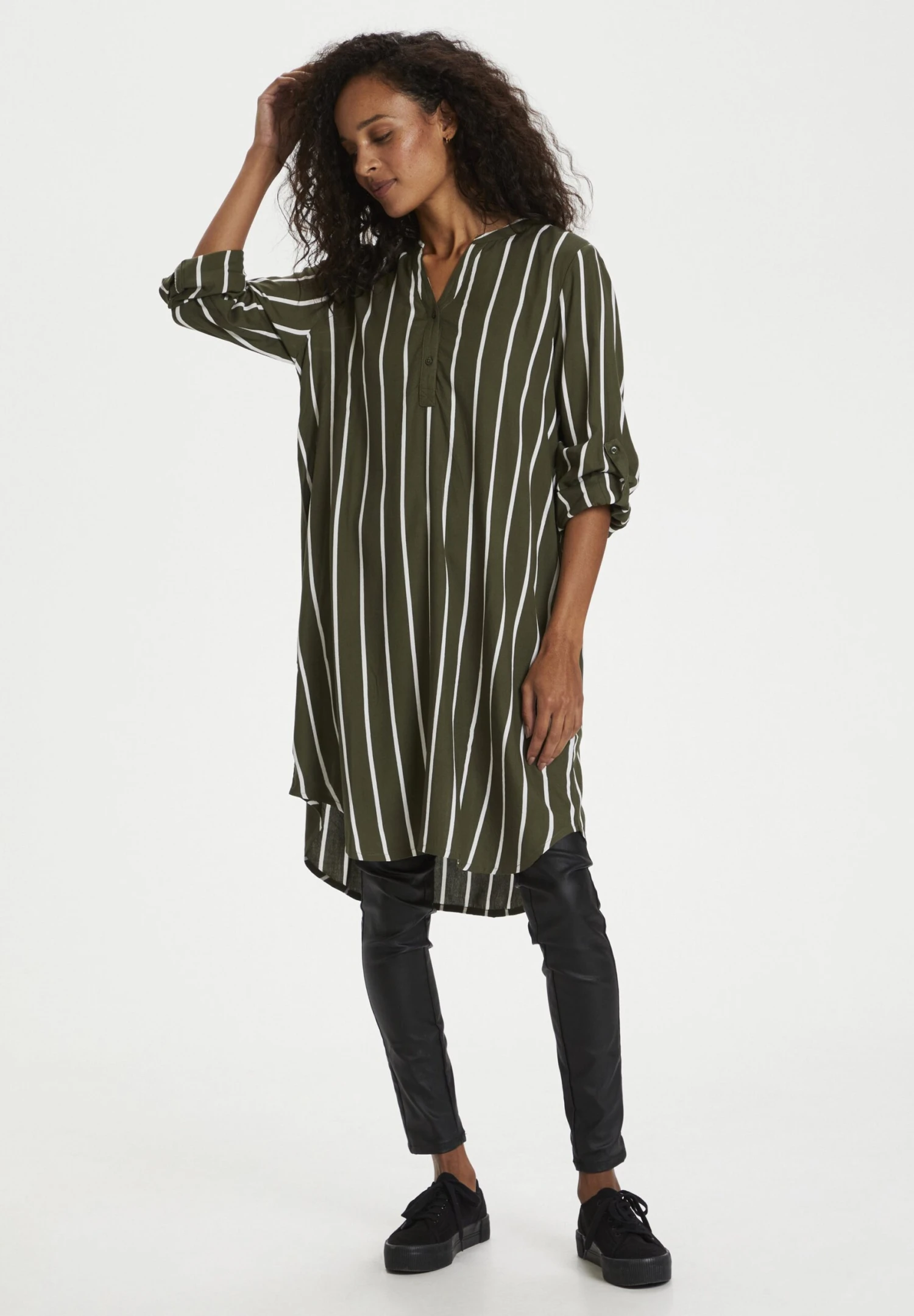 Kaffe Kamarana- Jurk - Grape Leaf/Chalk Stripe 2 Kaffe Kamarana- Jurk - Grape Leaf/Chalk Stripe - Afbeelding 2