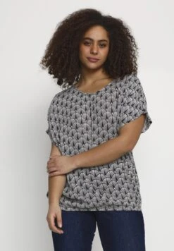 Edina Ami- Blouse - Black/Chalk/Rose Fan