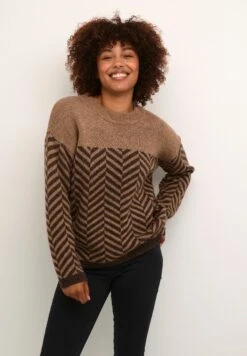 Kaffe Bpemilia- Trui - Brown Sand Jaquard Knit