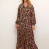 Kaffe Bppolina With Long Sleeves - Maxi-Jurk - Colorfull Flower Print