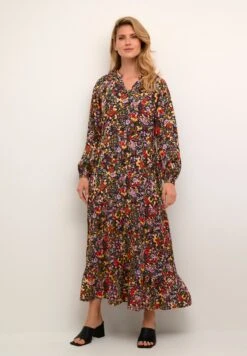 Kaffe Bppolina With Long Sleeves - Maxi-Jurk - Colorfull Flower Print