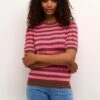 Kaffe Milo Short Sleeve- T-Shirt Print - Soft Silt Shoking Pink Stripe