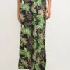 Kaffe Kalulu - Maxirok - Green Black Violet Palm Print