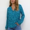 Kaffe Kamarta Tilly - Blouse - Legion Blue Blue Bird Print