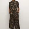 Kaffe Kadorita- Jumpsuit - Black Soft Silt Leaf Print