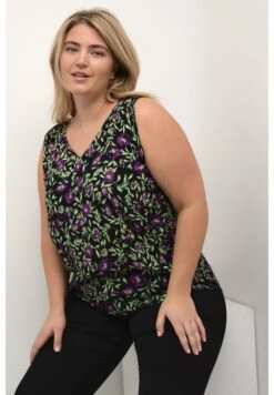 Kcisma Ami- Blouse - Black Green Purple Flower -Kaffe Verkoopwinkel ca21d91a7c1741a39b286fcc5cb0ebd0