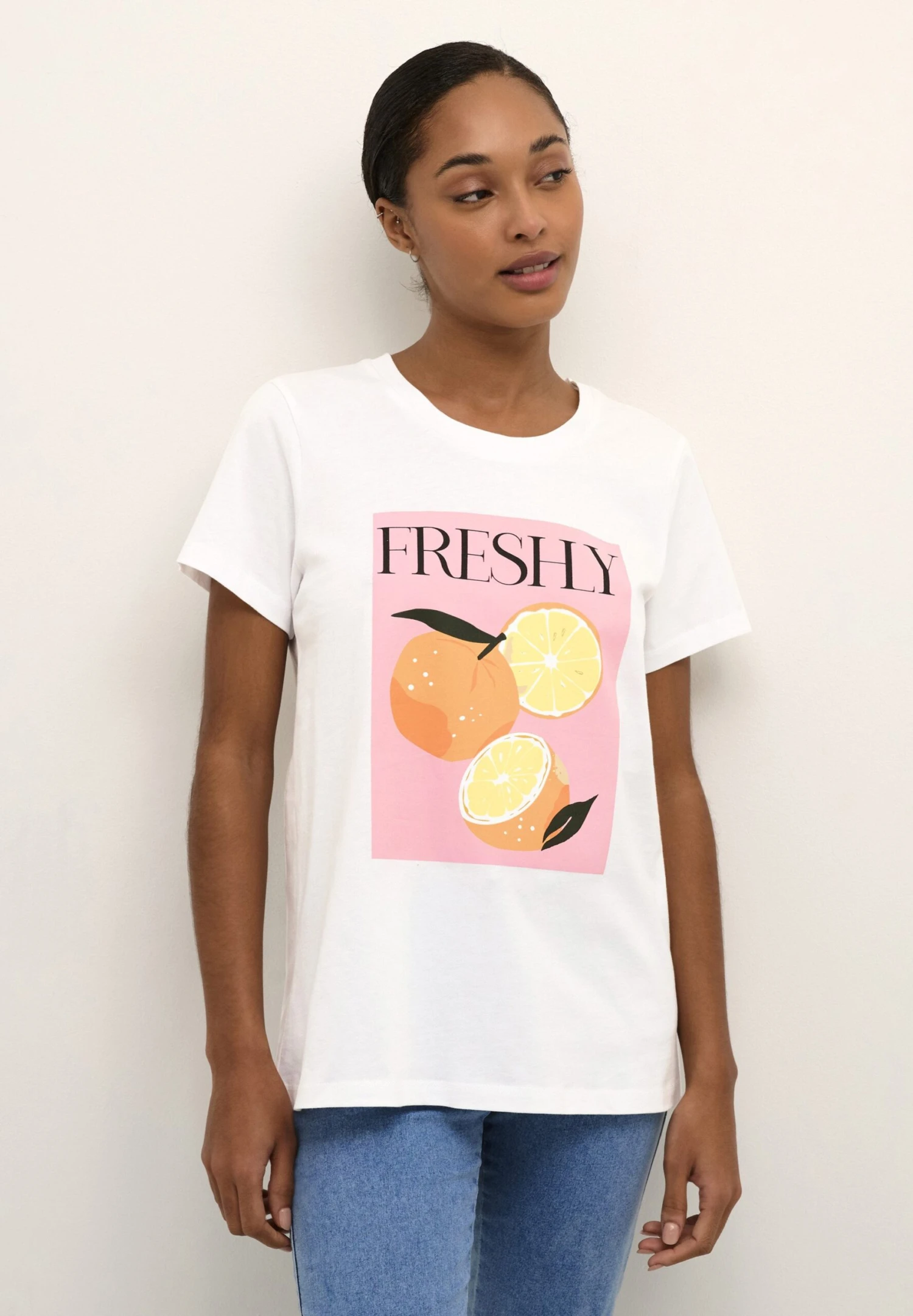 Kaffe Norma - T-Shirt Print - Pink Oranges 1 Kaffe Norma - T-Shirt Print - Pink Oranges