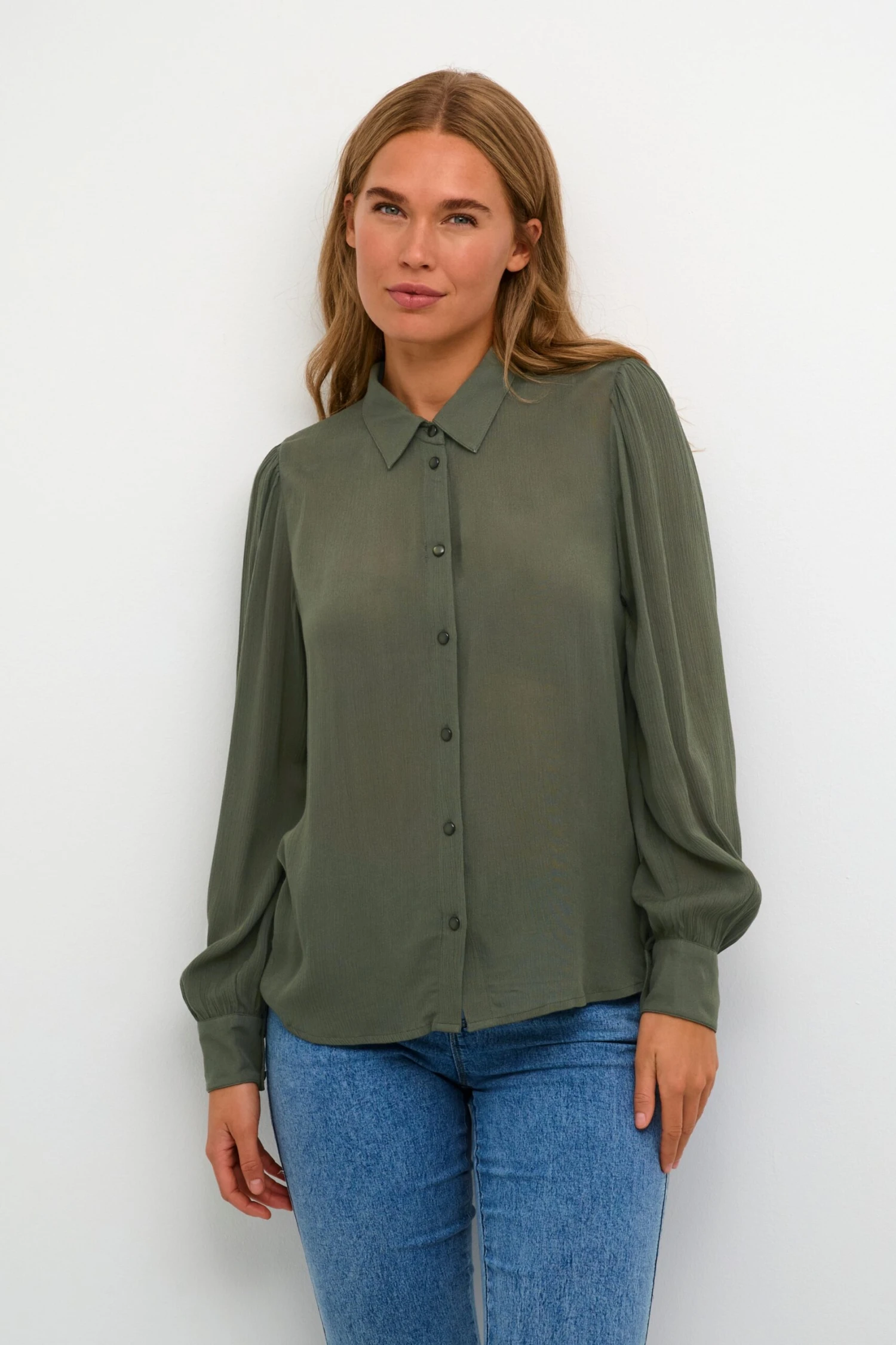 Kaffe Overhemden Blouse Polly Dames Donkergroen 2 Kaffe Overhemden Blouse Polly Dames Donkergroen - Afbeelding 2