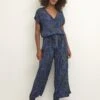 Kaffe Sammy - Jumpsuit - Blue/ Green/ Pink Leaf Print