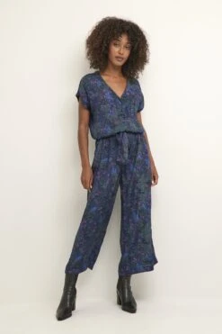Kaffe Sammy - Jumpsuit - Blue/ Green/ Pink Leaf Print