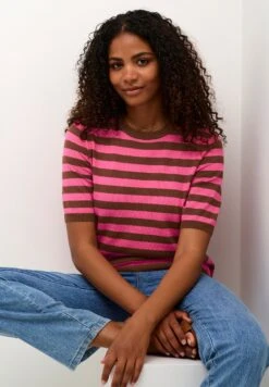 Kaffe Milo Short Sleeve- T-Shirt Print - Soft Silt Shoking Pink Stripe -Kaffe Verkoopwinkel f2ad37d421af4072949684eb9dff7bcc