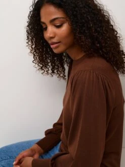 Kaffe Basic Truien Trui Fenia Dames Donkerbruin -Kaffe Verkoopwinkel f3fcb7ef8dd312d20c236afed1e07d87